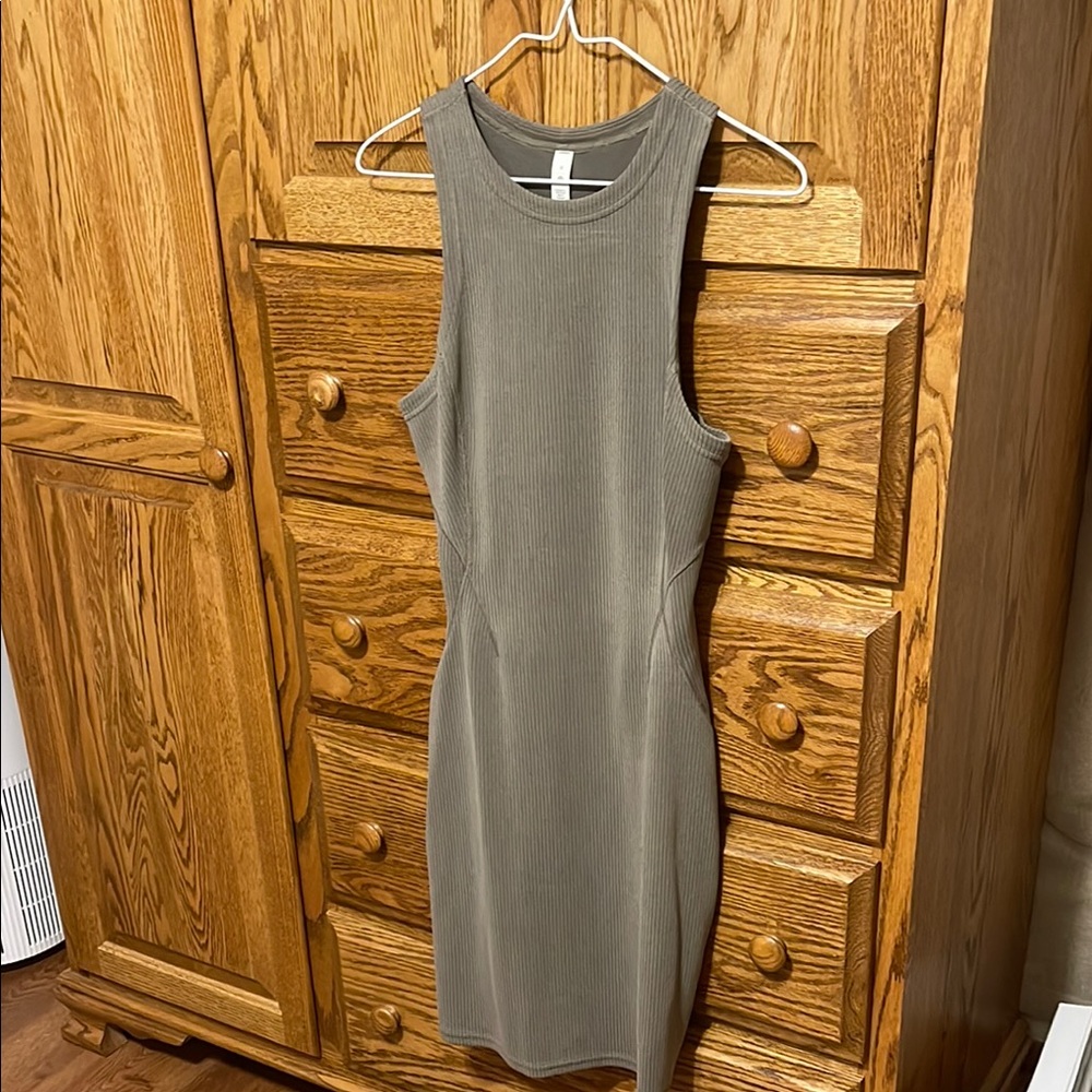 Sporty Olive Green Sleeveless Dress
